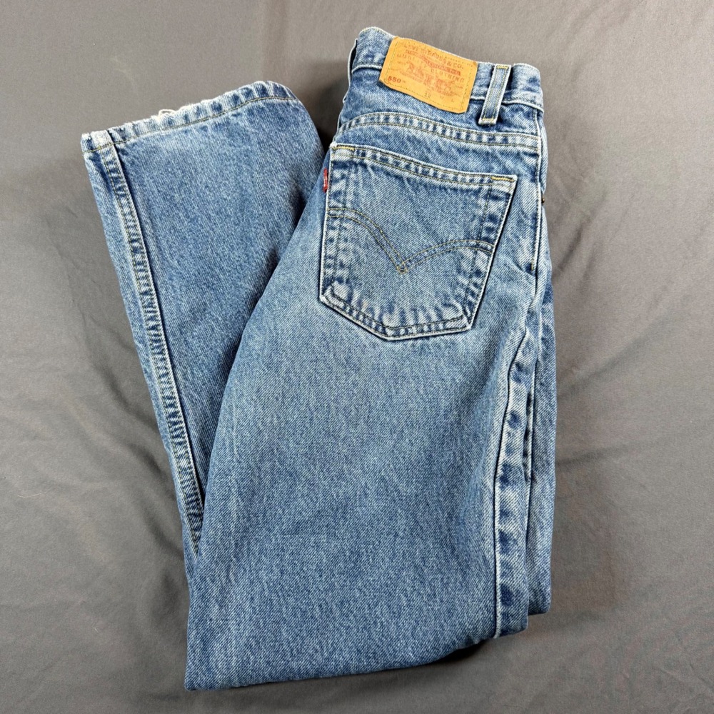 Vintage Levis 550 Relaxed Fit Blue Denim Jeans Youth 12 Medium Wash 40350-0214
